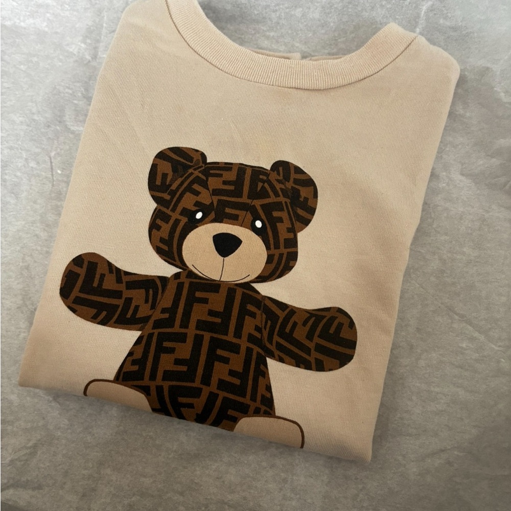 Cream And Brown Fendi Teddy Bear Shirt